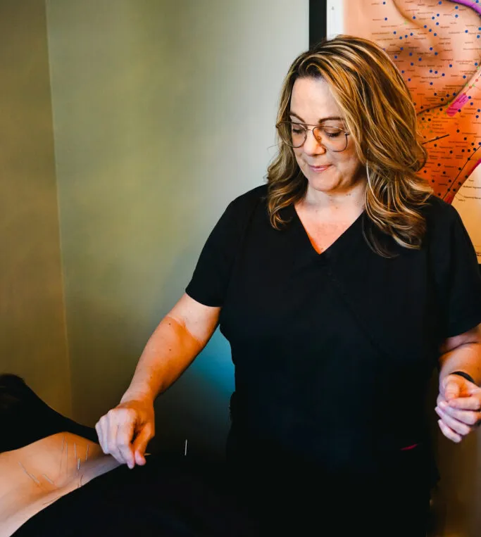 Acupuncturist Parker CO Becky Manders with Patient